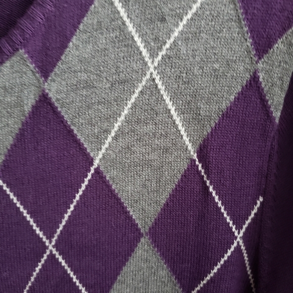 Lands' End Argyle Cardigan Purple Size L - Picture 3 of 9